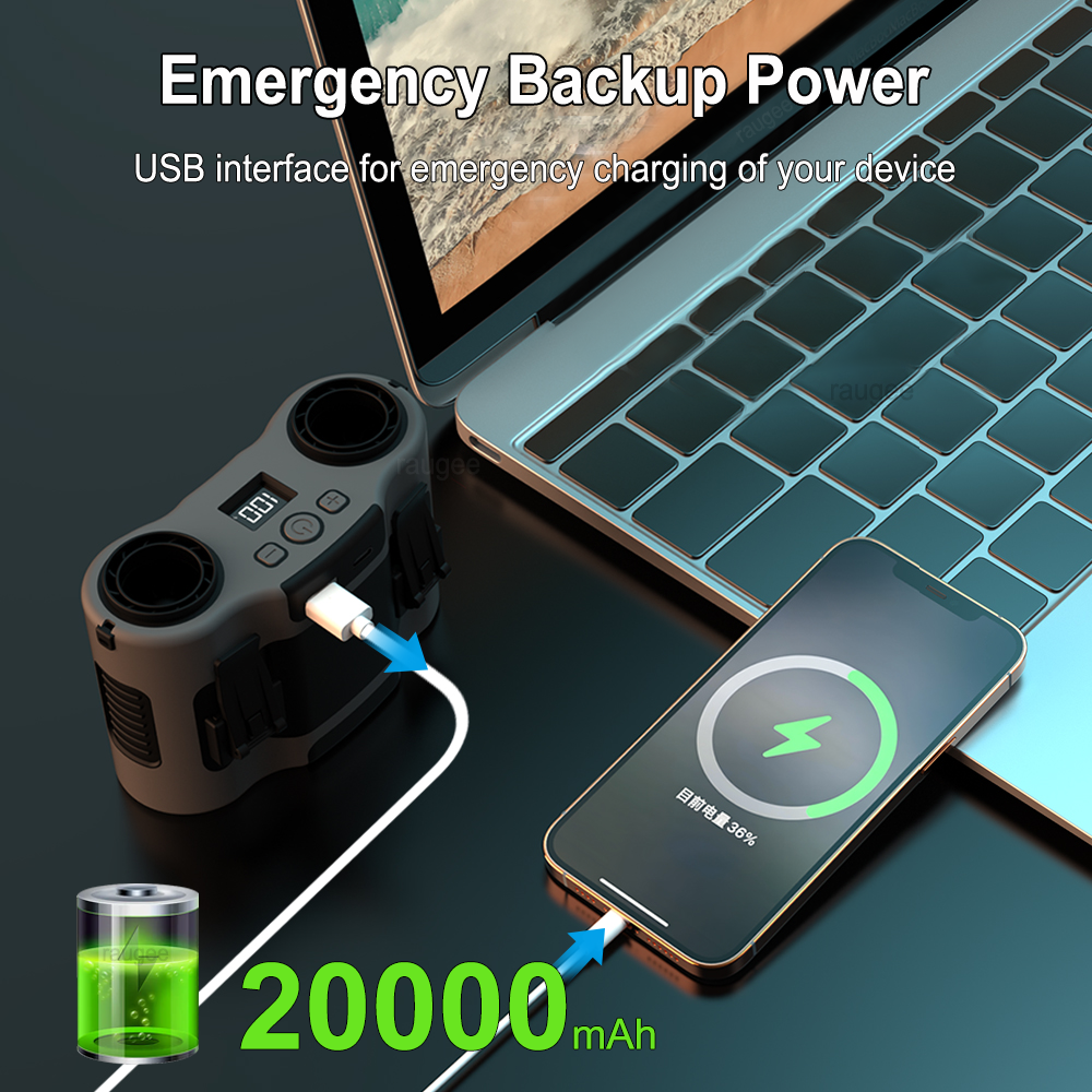 20000mAh Waist Fan Portable Ou - Timer Dual Outlet บทวิจารณ์และราคา