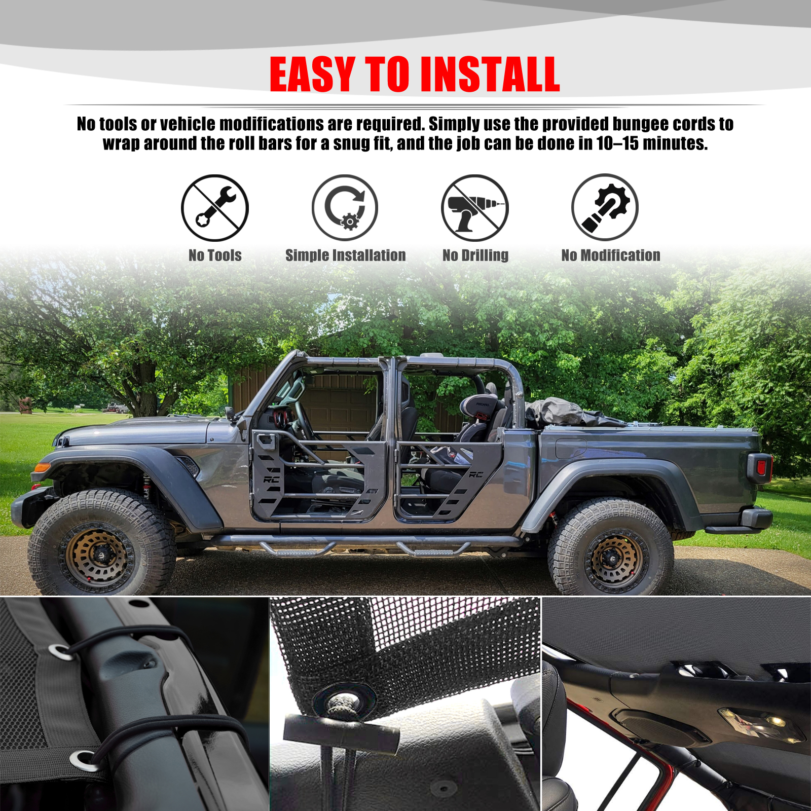 For Jeep Gladiator JT 4 Door A - Screen Top Mesh บทวิจารณ์และราคา