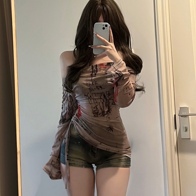 Long sleeved T-shirt spicy gir - Screen Top Mesh บทวิจารณ์และราคา