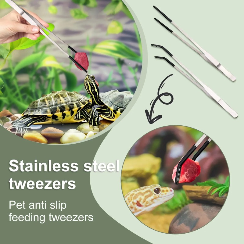 2pcs Bent Tip Tweezers For Cra - Feeding Tong Stainless บทวิจารณ์และราคา