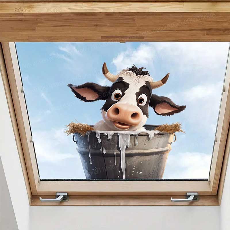 Cute Cow Wall Stickers Self-Ad - Pvc Panel Background บทวิจารณ์และราคา