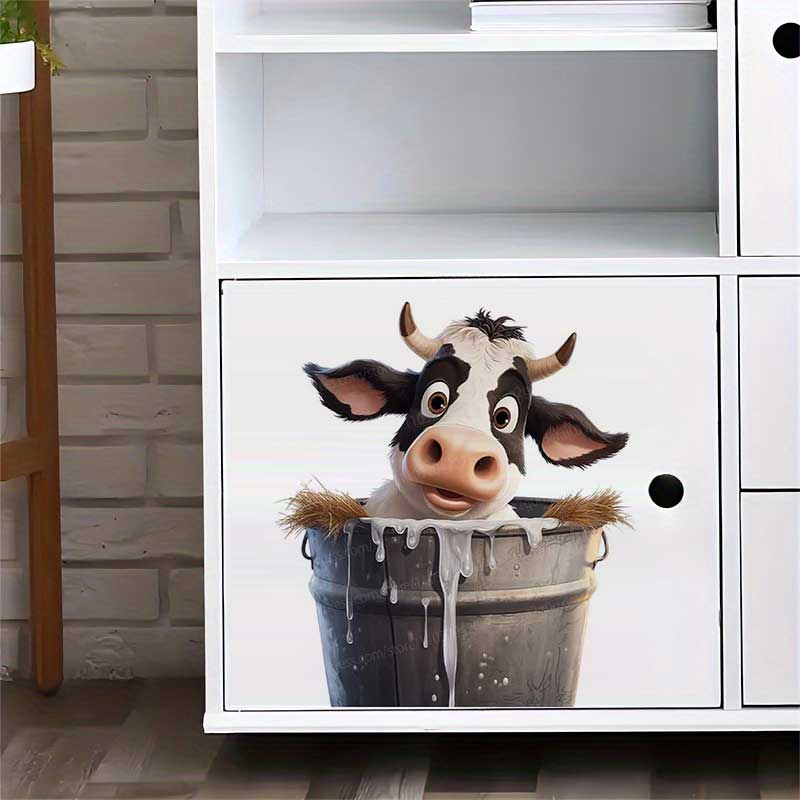 Cute Cow Wall Stickers Self-Ad - Pvc Panel Background บทวิจารณ์และราคา