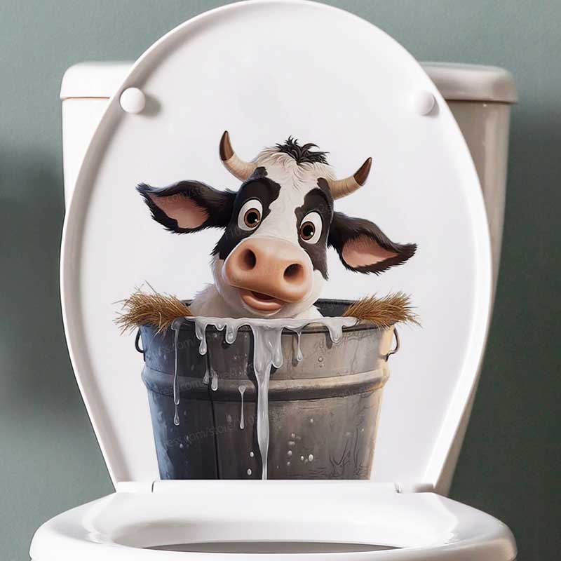 Cute Cow Wall Stickers Self-Ad - Pvc Panel Background บทวิจารณ์และราคา