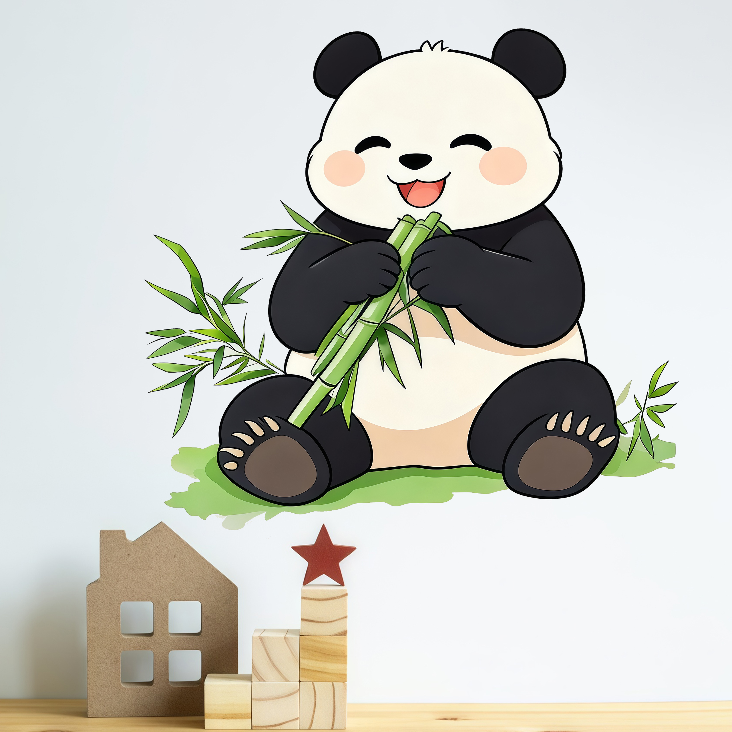 Bamboo And Panda Wall Decals S - Pvc Panel Background บทวิจารณ์และราคา
