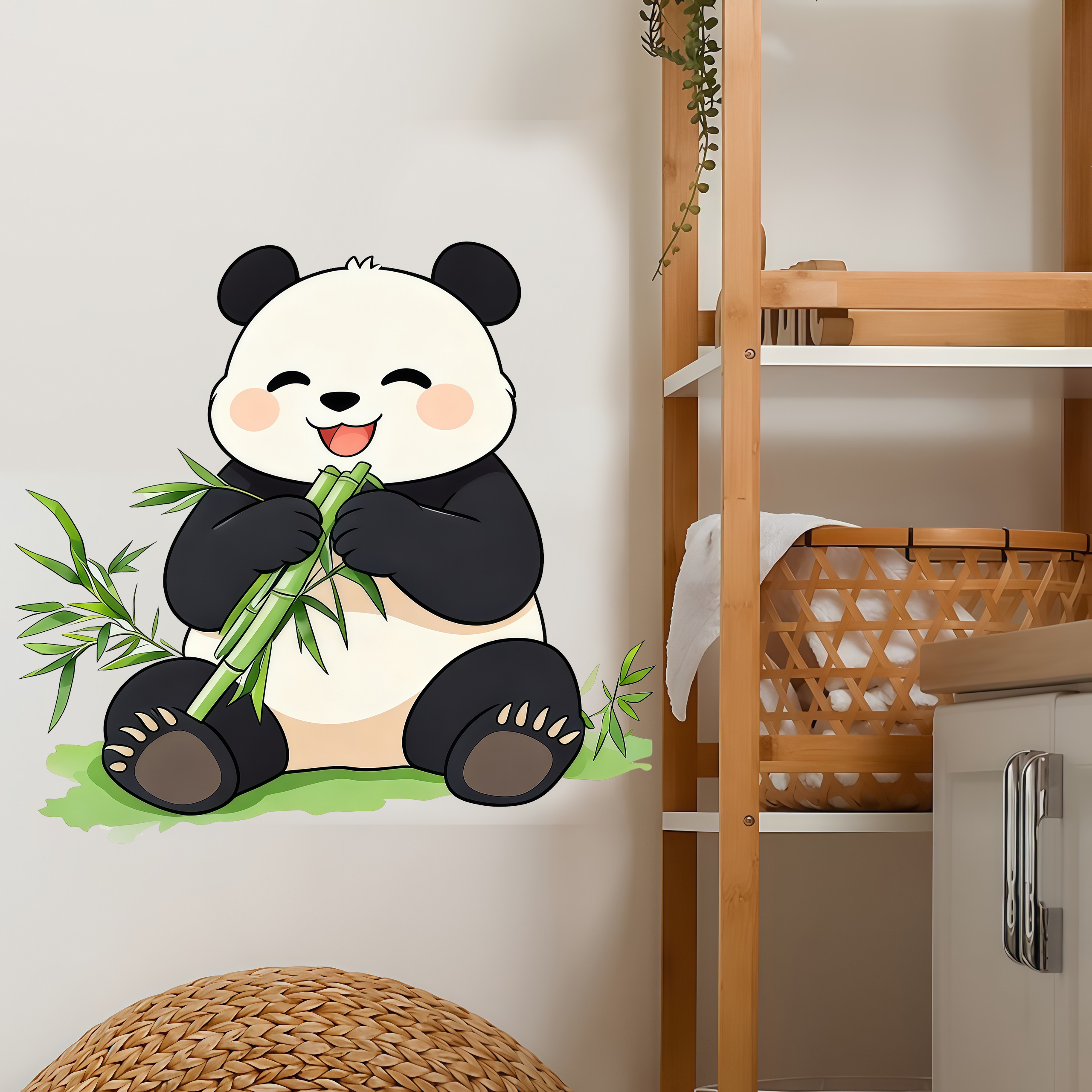 Bamboo And Panda Wall Decals S - Pvc Panel Background บทวิจารณ์และราคา