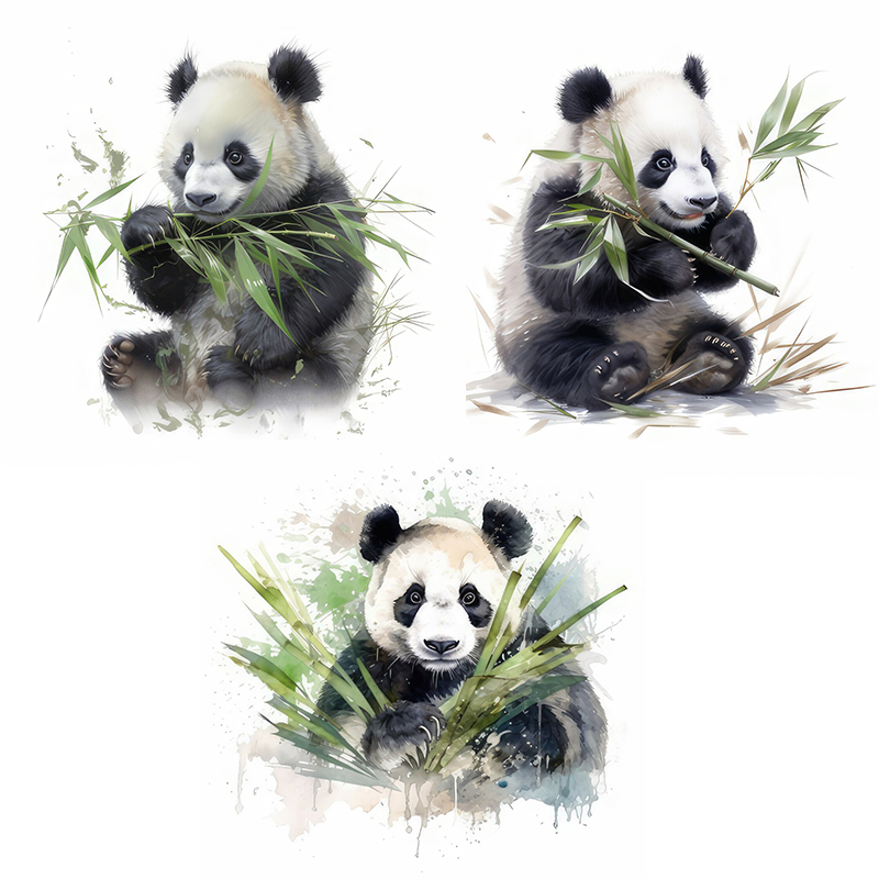 C76# Watercolor panda wall sti - Pvc Panel Background บทวิจารณ์และราคา