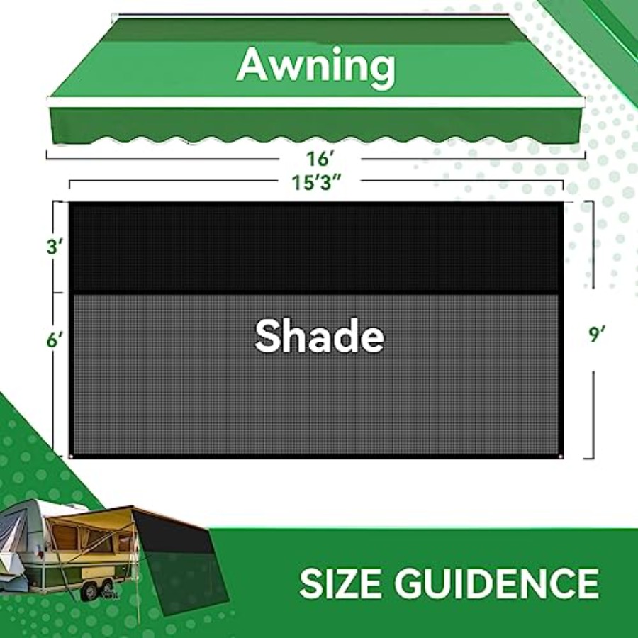 RV Awning Shade Screen 9' x 15 - Screen Top Mesh บทวิจารณ์และราคา