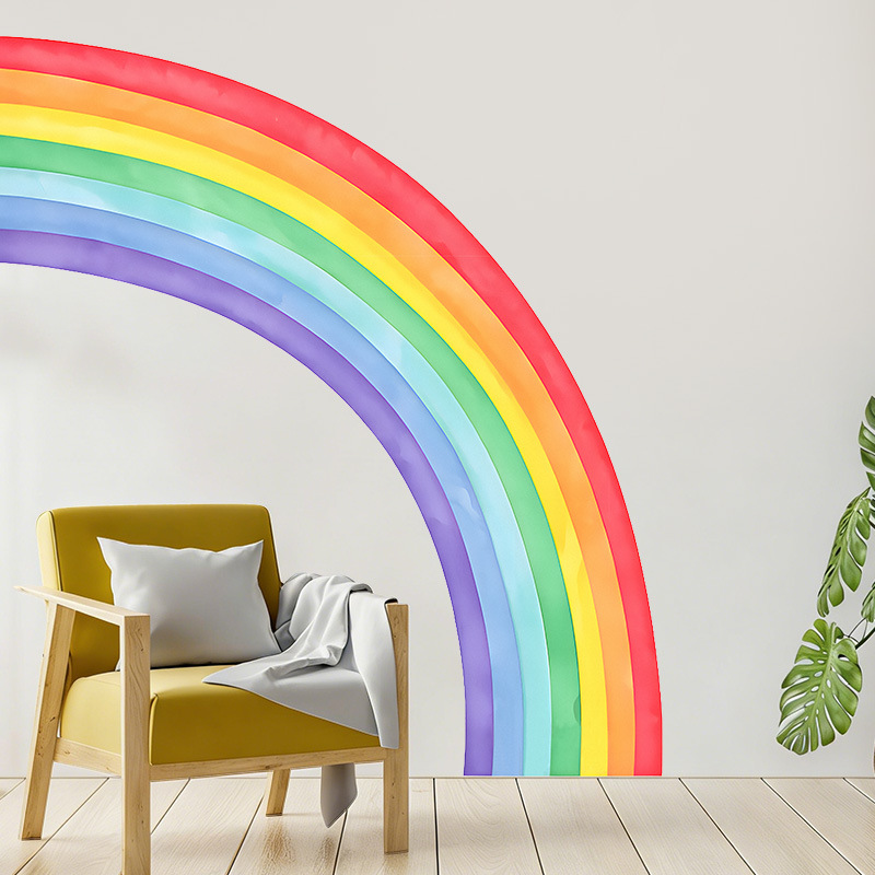 Large Rainbow Wall Stickers Se - Pvc Panel Background บทวิจารณ์และราคา